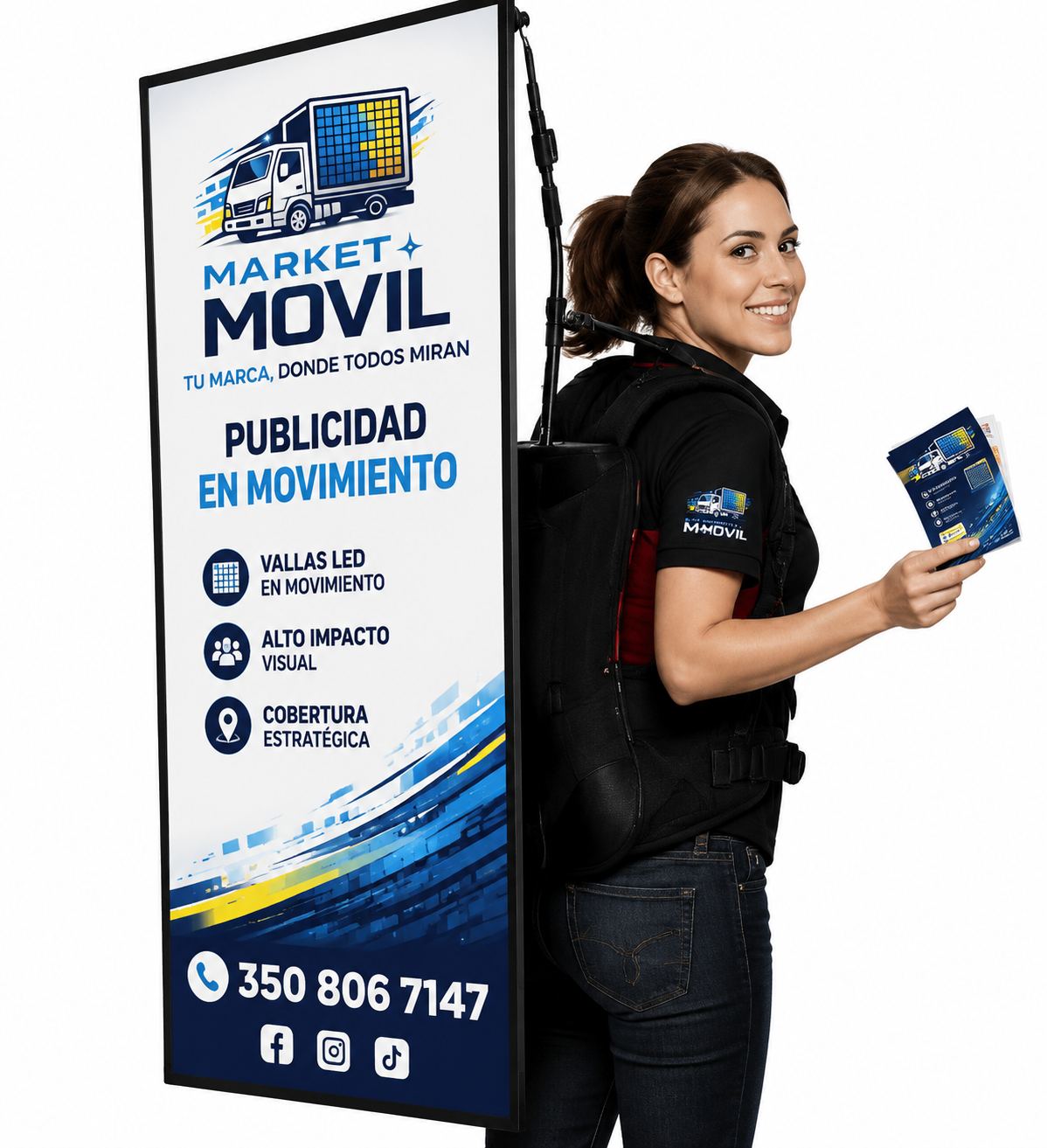 Valla humana promocionando una marca con Market Móvil